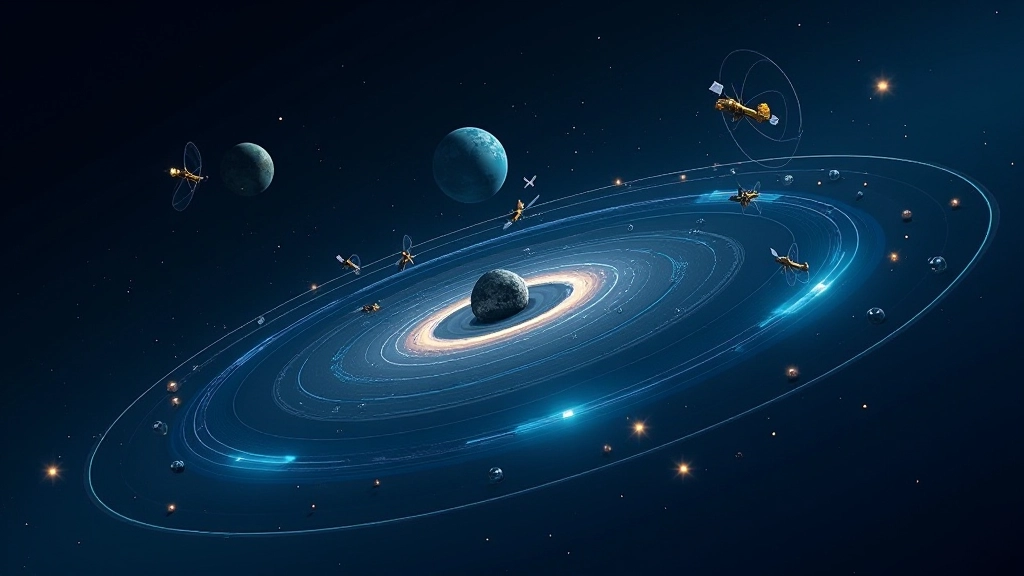 Satelītu orbītas diagramma parādot geostatiskus un polārus satelītus ap Zemi